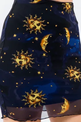 90's Celestial Vibe Mini Skirt