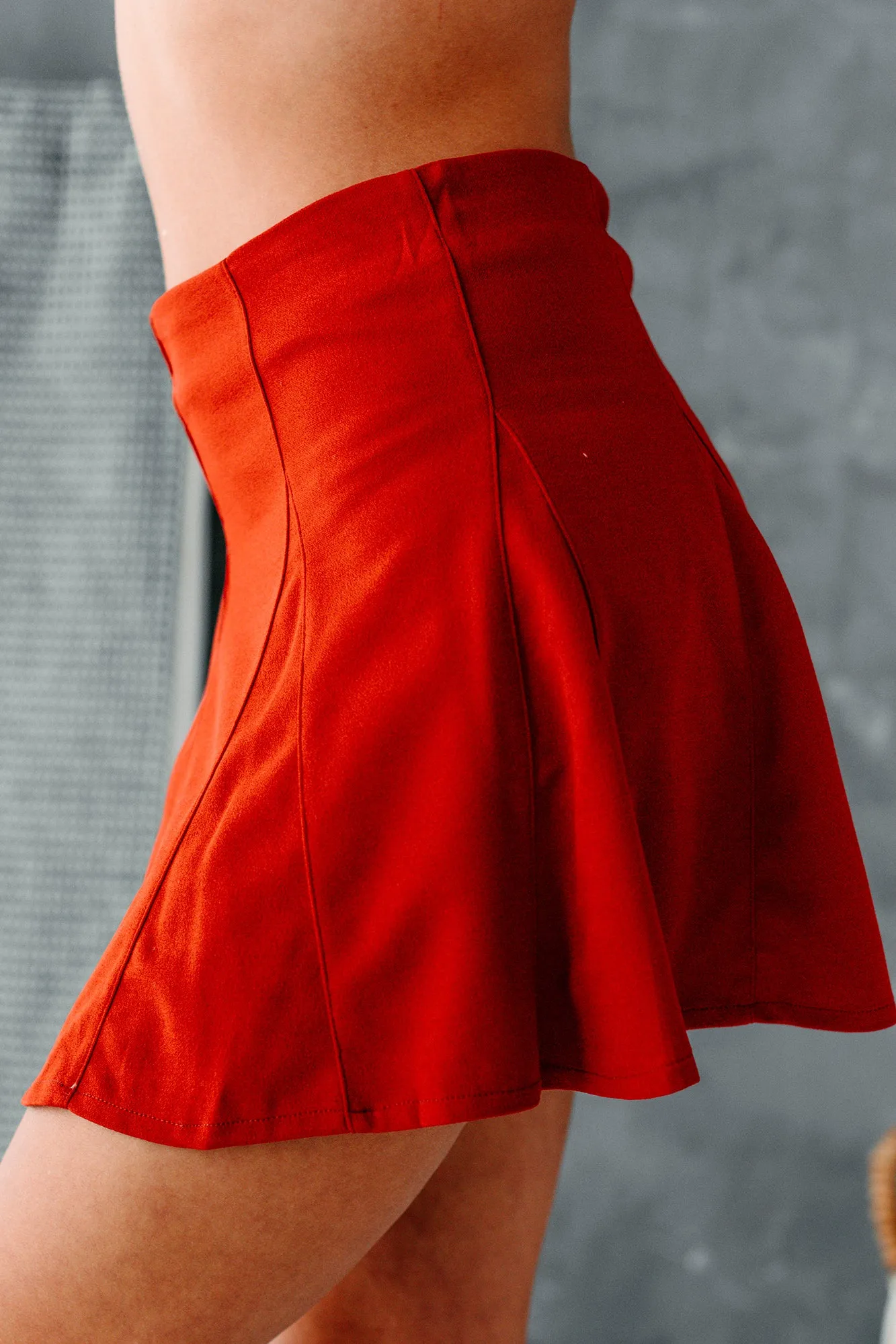 A Little Flirtation Flared Mini Skort (Rust)