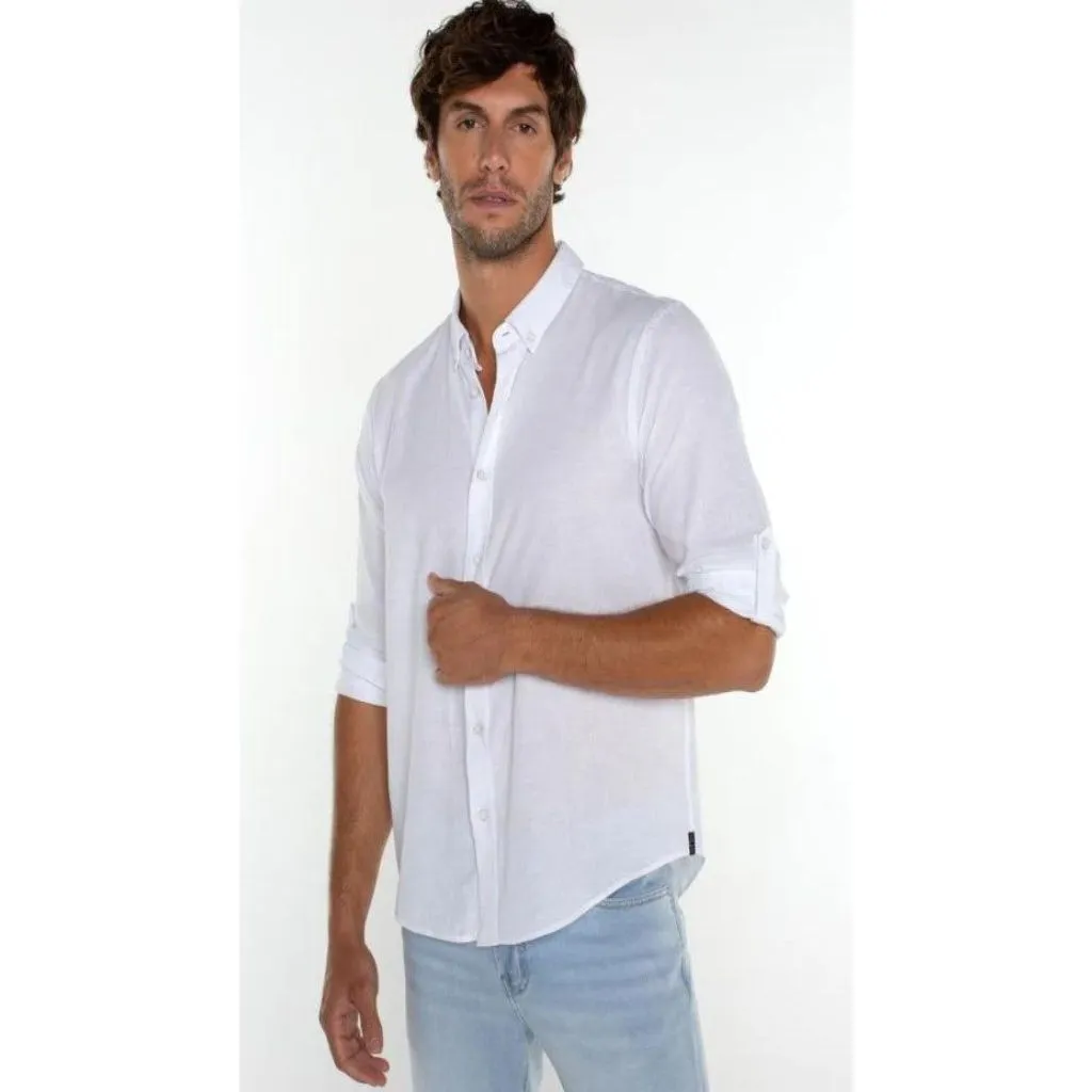 Aiden Convertible Sleeve Button-Up - White