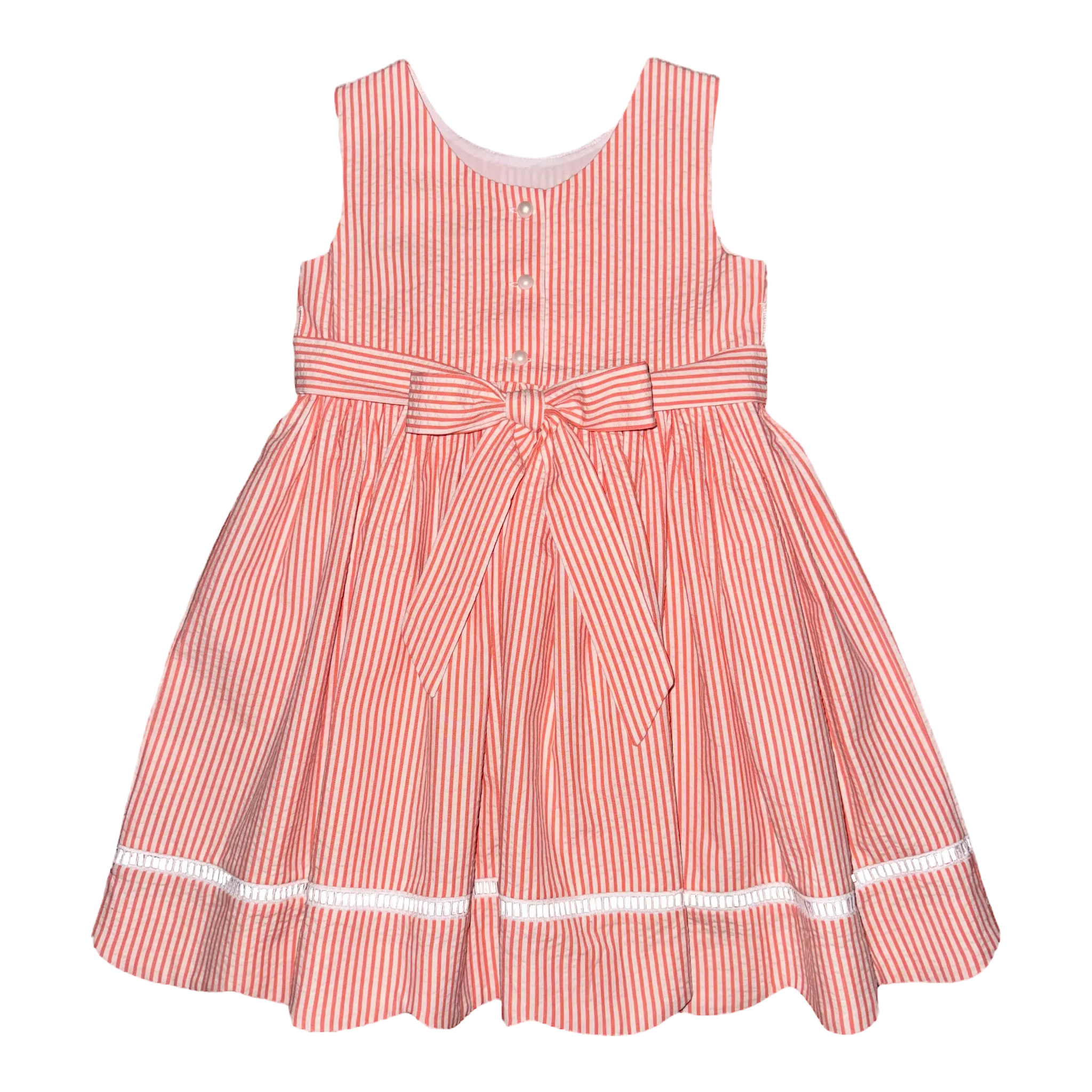 Anna Twirl Dress- Carolina Coral Seersucker