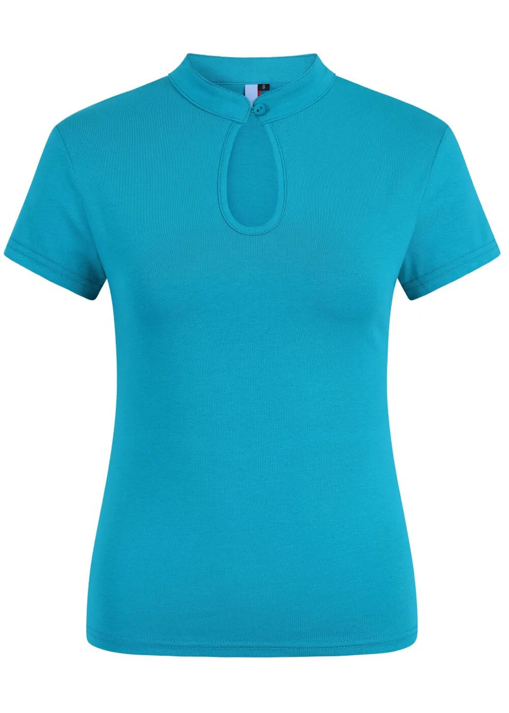 Banned Mandarin Collar 50's Top Turquoise