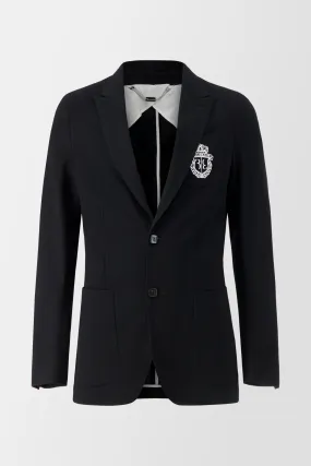 Billionaire Black/White Slim Fit Crest Blazer