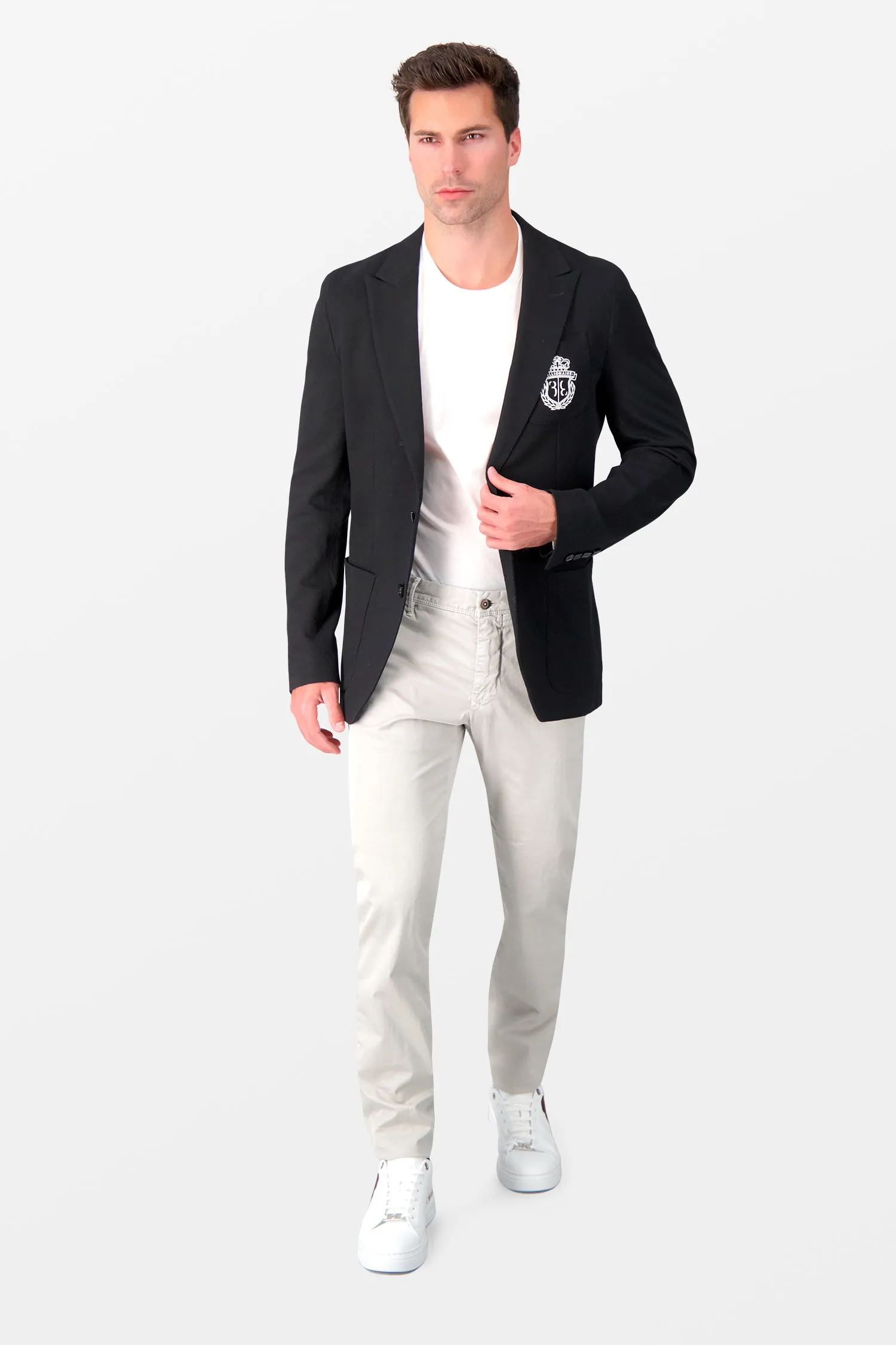 Billionaire Black/White Slim Fit Crest Blazer