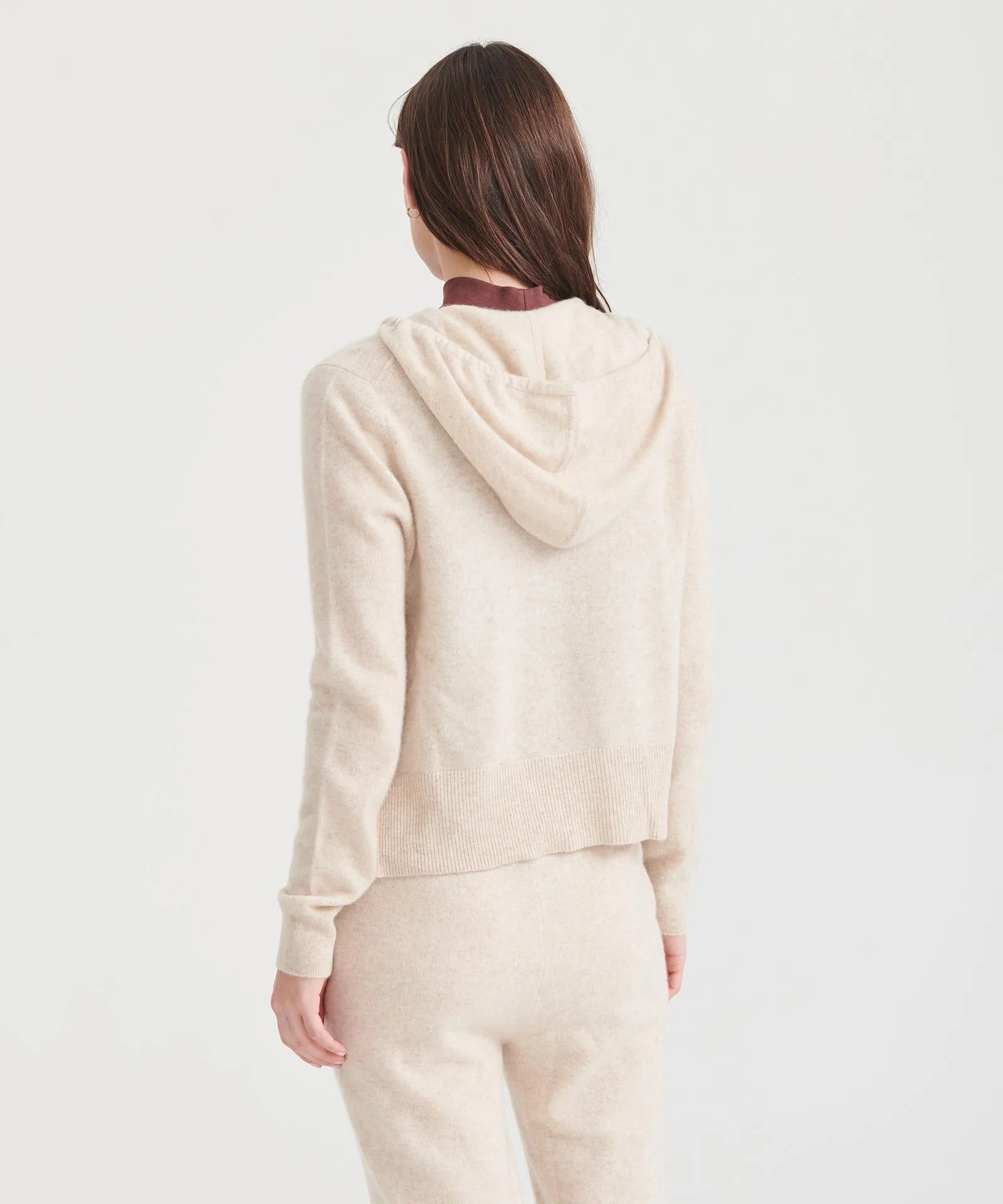 Cashmere Cropped Zip Up Hoodie