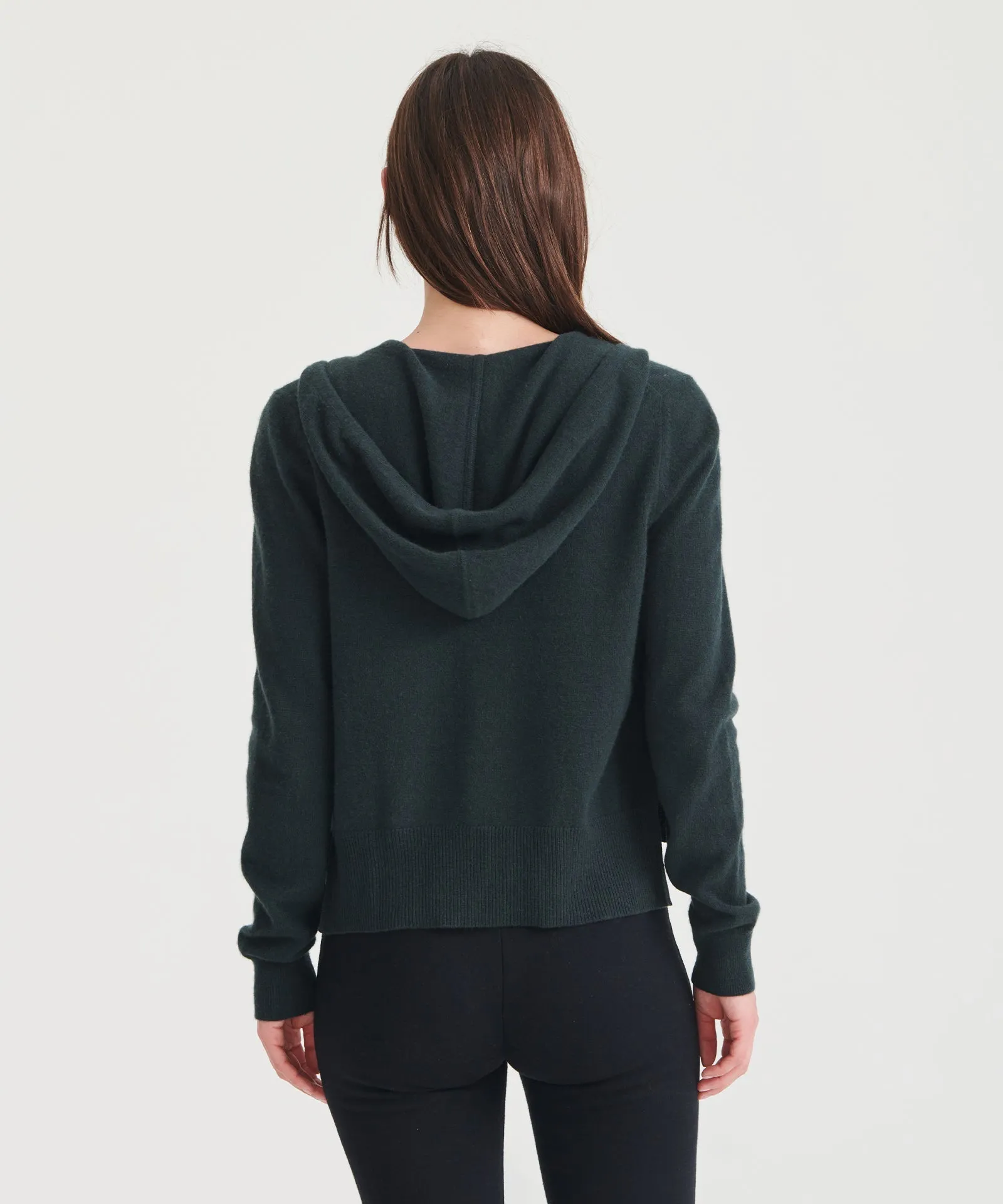 Cashmere Cropped Zip Up Hoodie