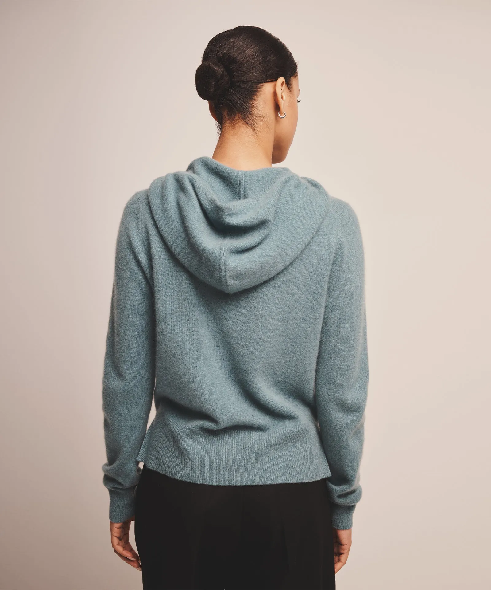 Cashmere Cropped Zip Up Hoodie