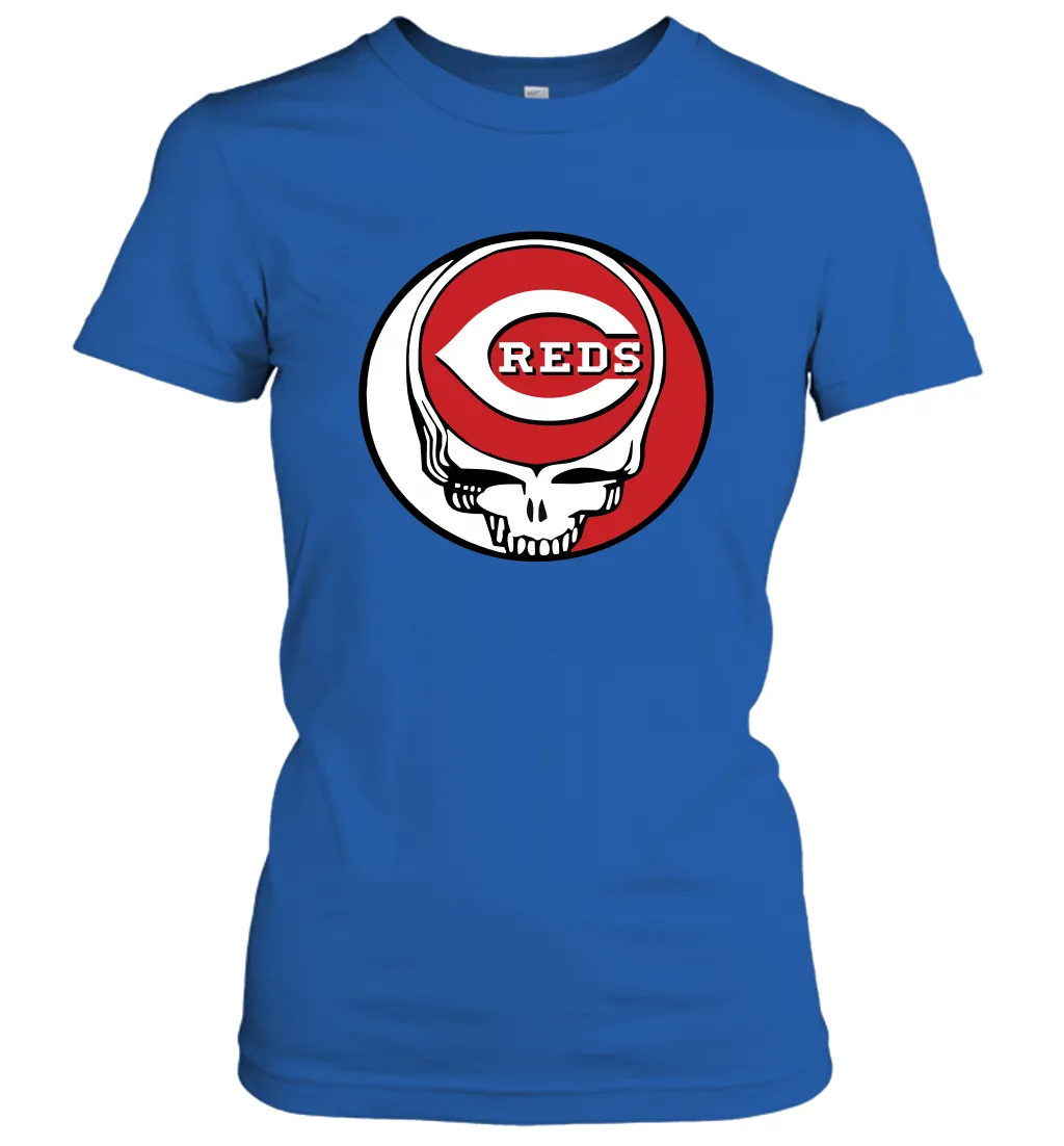 Cincinnati Reds Grateful Dead Steal Your Face Baseball Womens T-Shirt