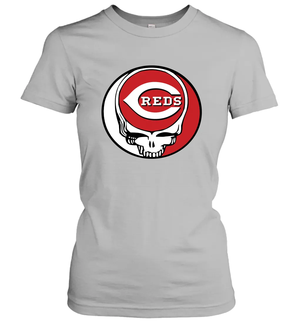 Cincinnati Reds Grateful Dead Steal Your Face Baseball Womens T-Shirt