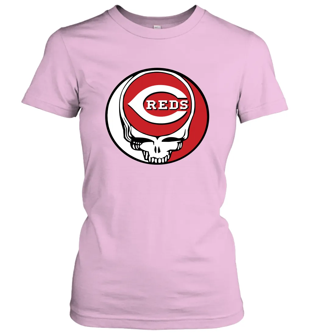 Cincinnati Reds Grateful Dead Steal Your Face Baseball Womens T-Shirt