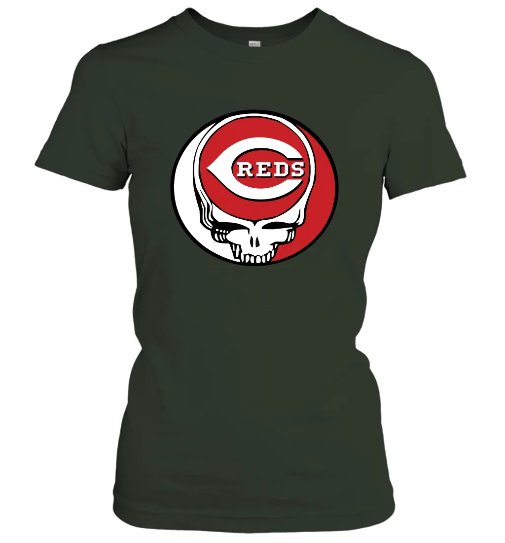 Cincinnati Reds Grateful Dead Steal Your Face Baseball Womens T-Shirt