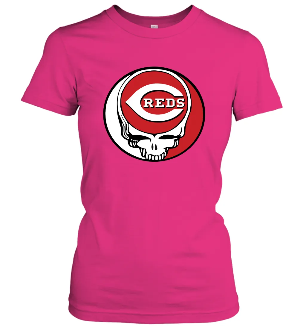 Cincinnati Reds Grateful Dead Steal Your Face Baseball Womens T-Shirt