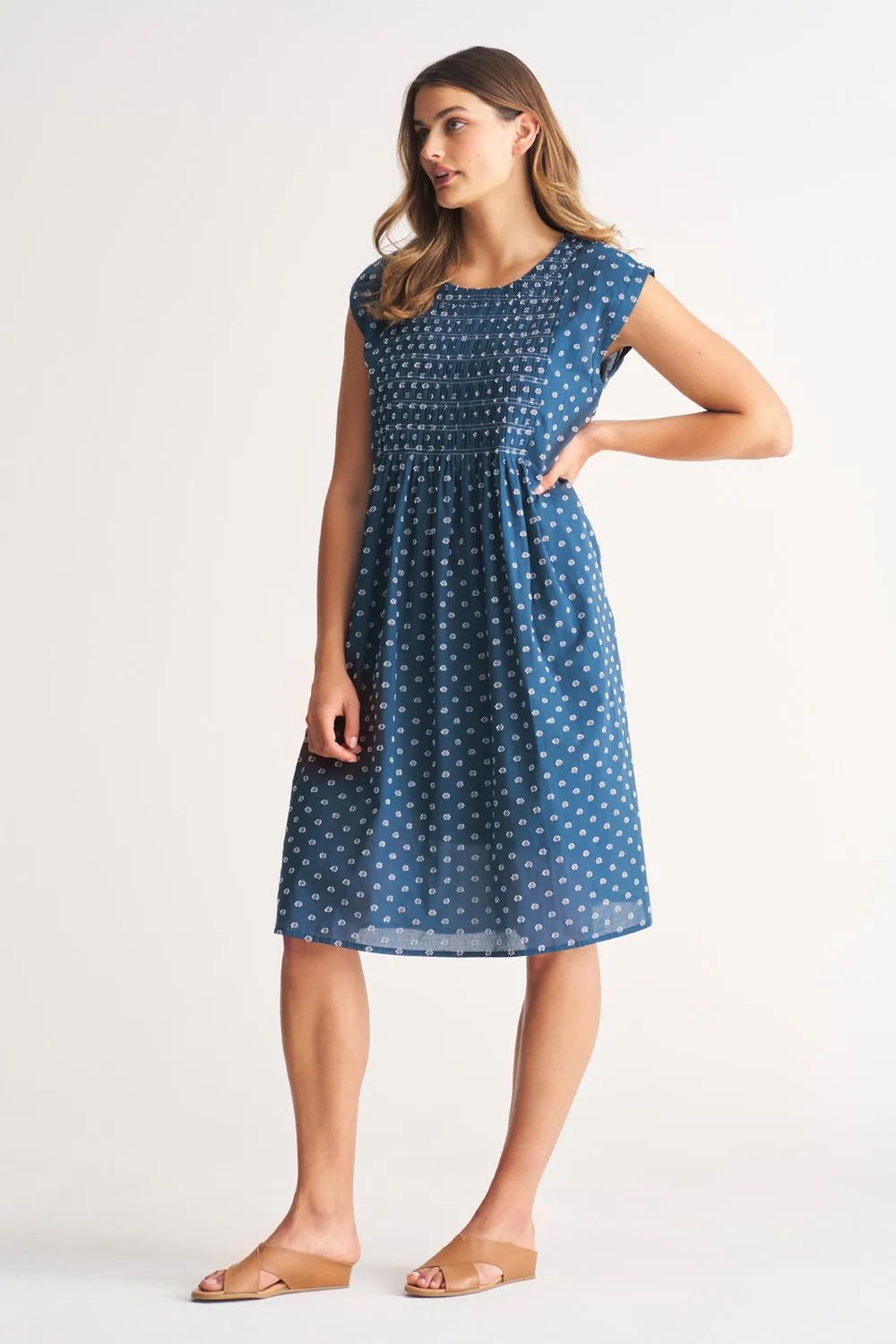 Cotton Shirred Dress