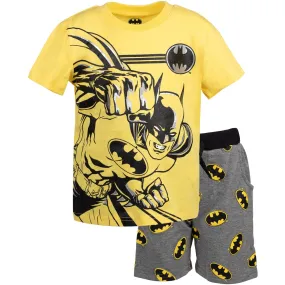 DC Comics Justice League Batman T-Shirt and French Terry Shorts Outfit Set