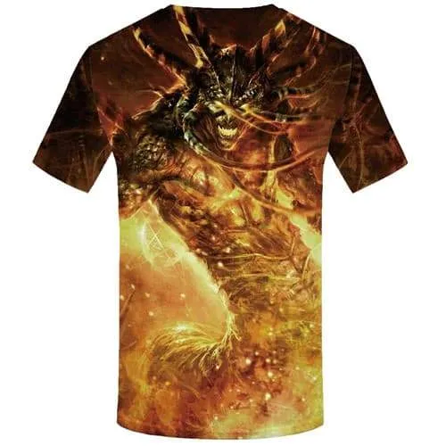 Flame T-shirt Men Skull Tshirts Casual Animal Tshirts Novelty Game Tshirt Printed War Shirt Print Short Sleeve Fashion Mens Tops