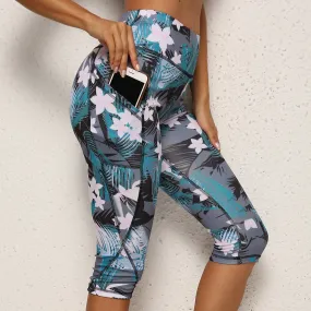 Floral Print Pocket Yoga Women's Camouflage Leggings For Women