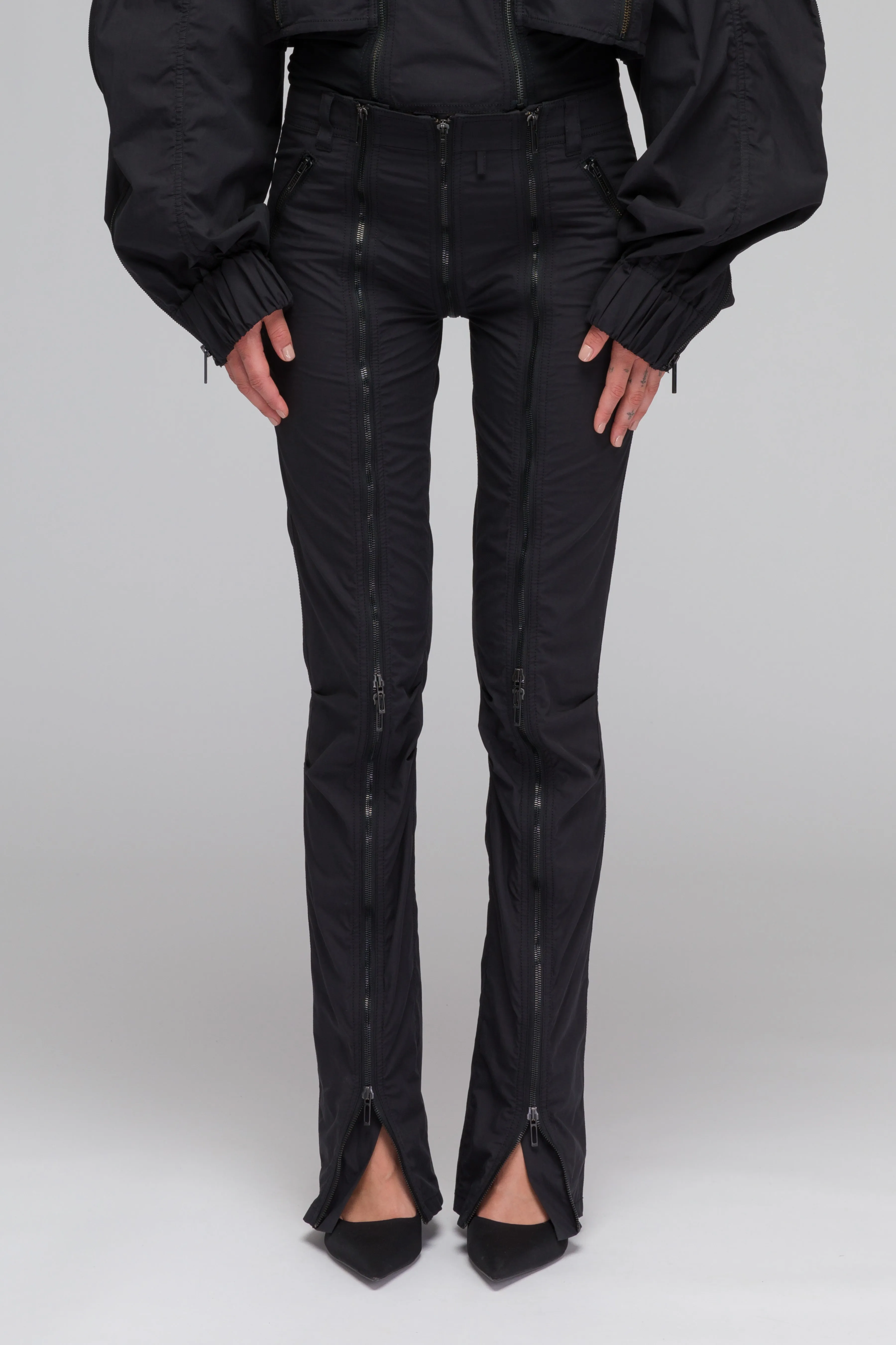 'FULL SPLIT' FITTED ZIPPER TROUSERS