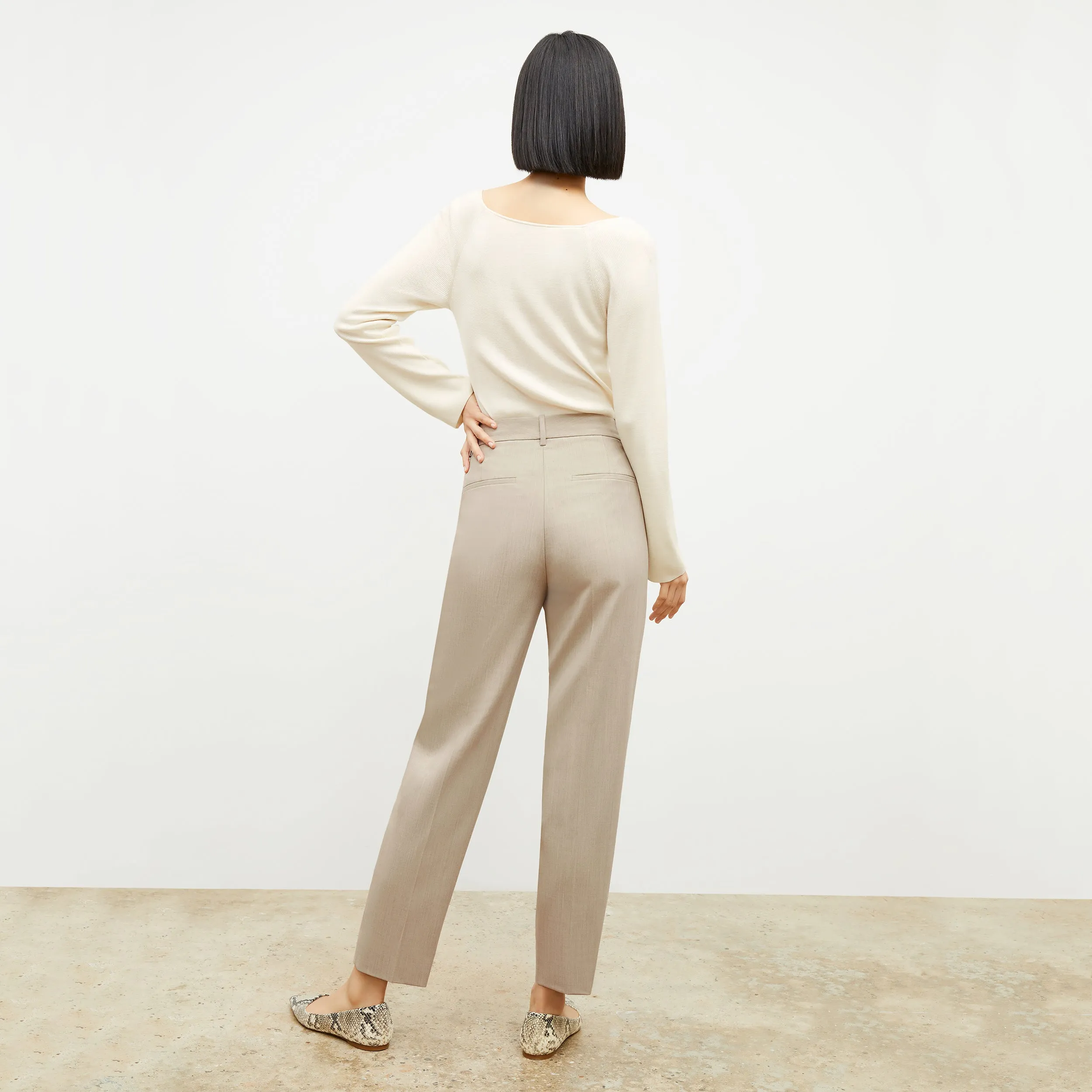 Mejia Pant - Washable Wool Twill :: Natural Melange