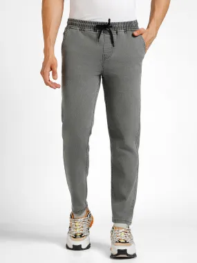 Men's Light Grey Regular Fit Washed Jogger Jeans Stretchable