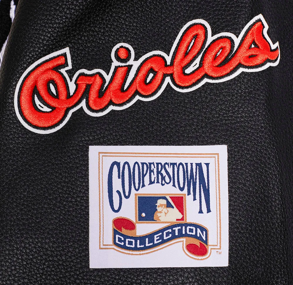 Vintage-Inspired Baltimore Orioles Mens Ribbed Wool Varsity Jacket (Eggshell/Black)