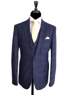 PIETRO SCARLATTI Navy Self Check 3 Piece Suit