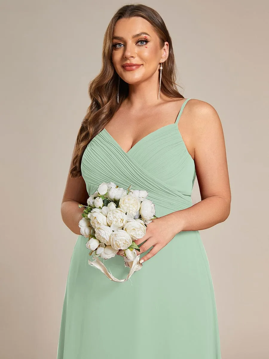 Plus Size Draped Back Criss-Cross Chiffon A-Line Dress