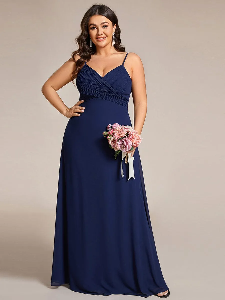 Plus Size Draped Back Criss-Cross Chiffon A-Line Dress