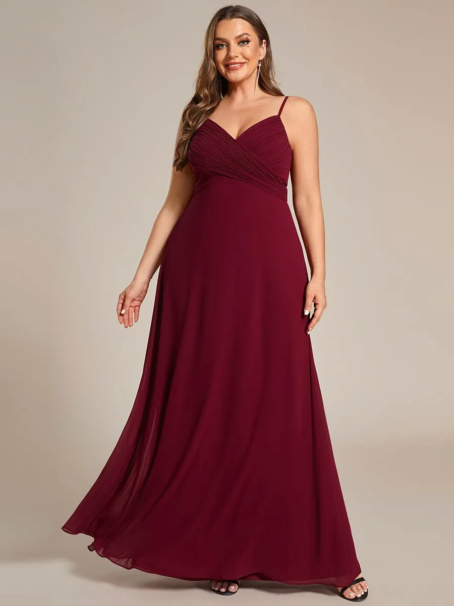 Plus Size Draped Back Criss-Cross Chiffon A-Line Dress