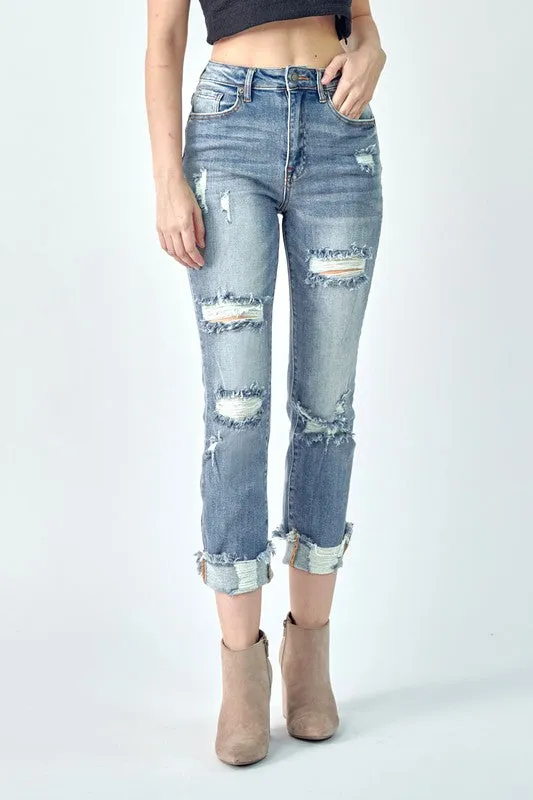 Risen Washed Turn Back Cuff Jeans