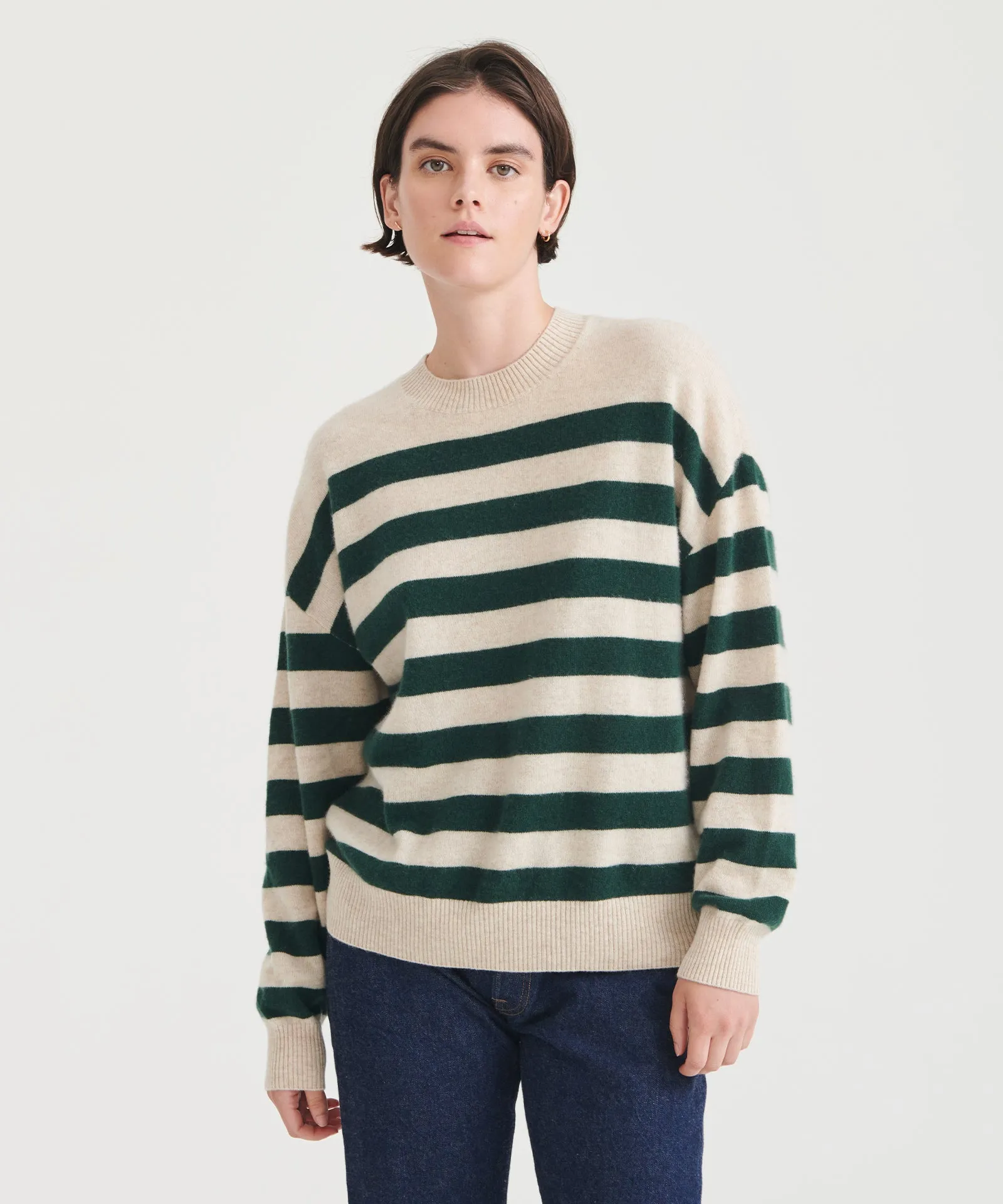 Signature Cashmere Striped Crewneck Sweater