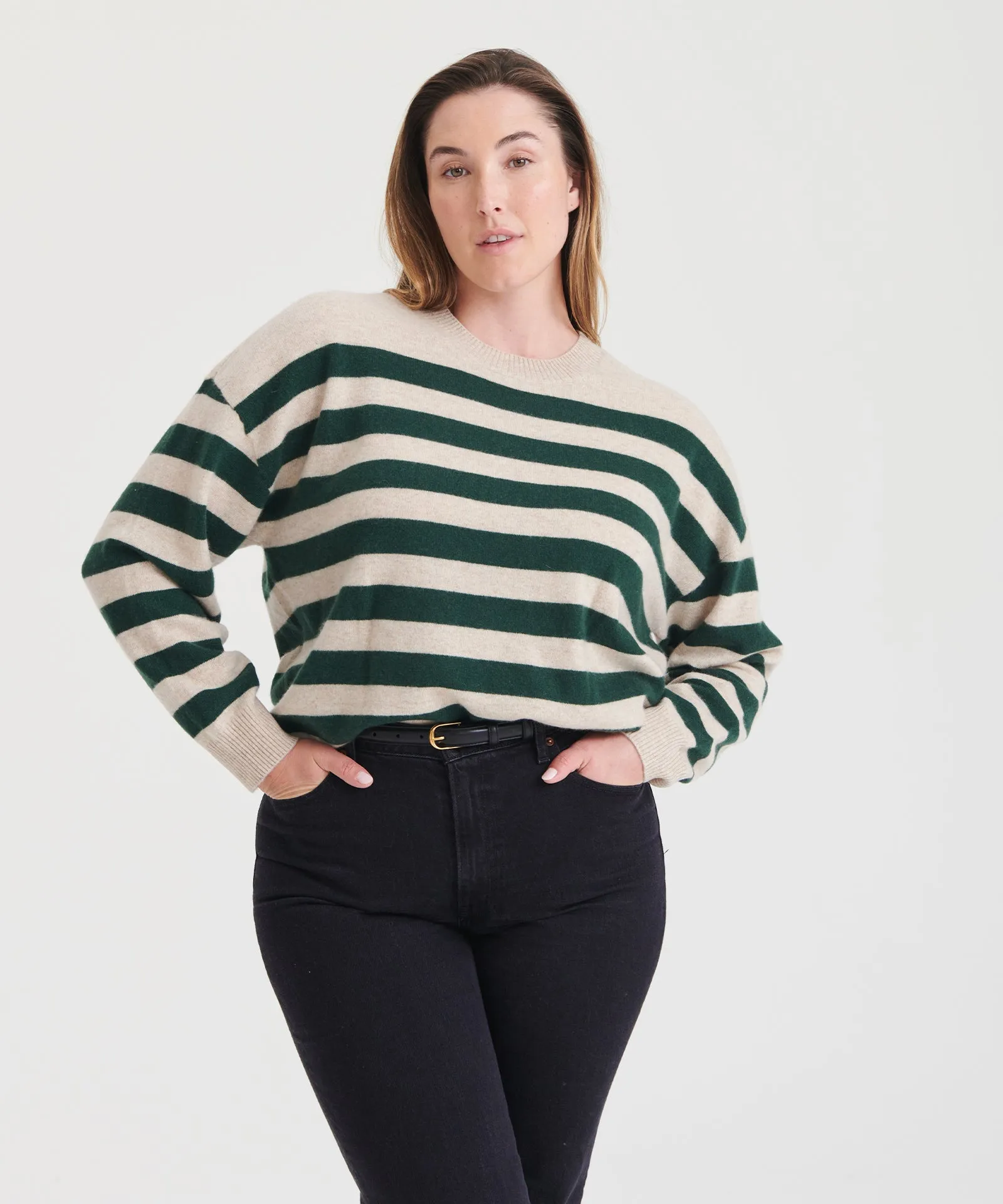 Signature Cashmere Striped Crewneck Sweater