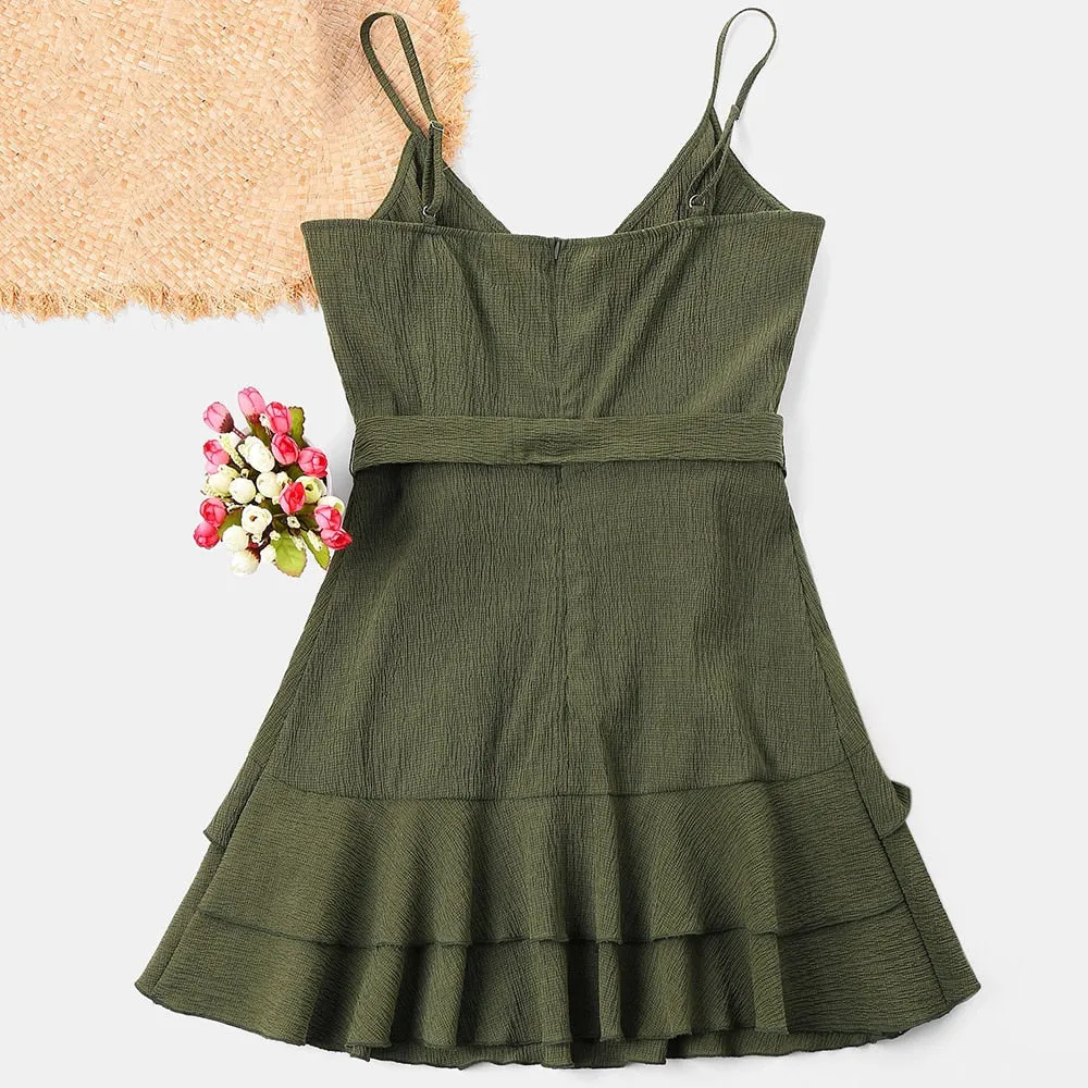 Spaghetti Strap Surplice Dress