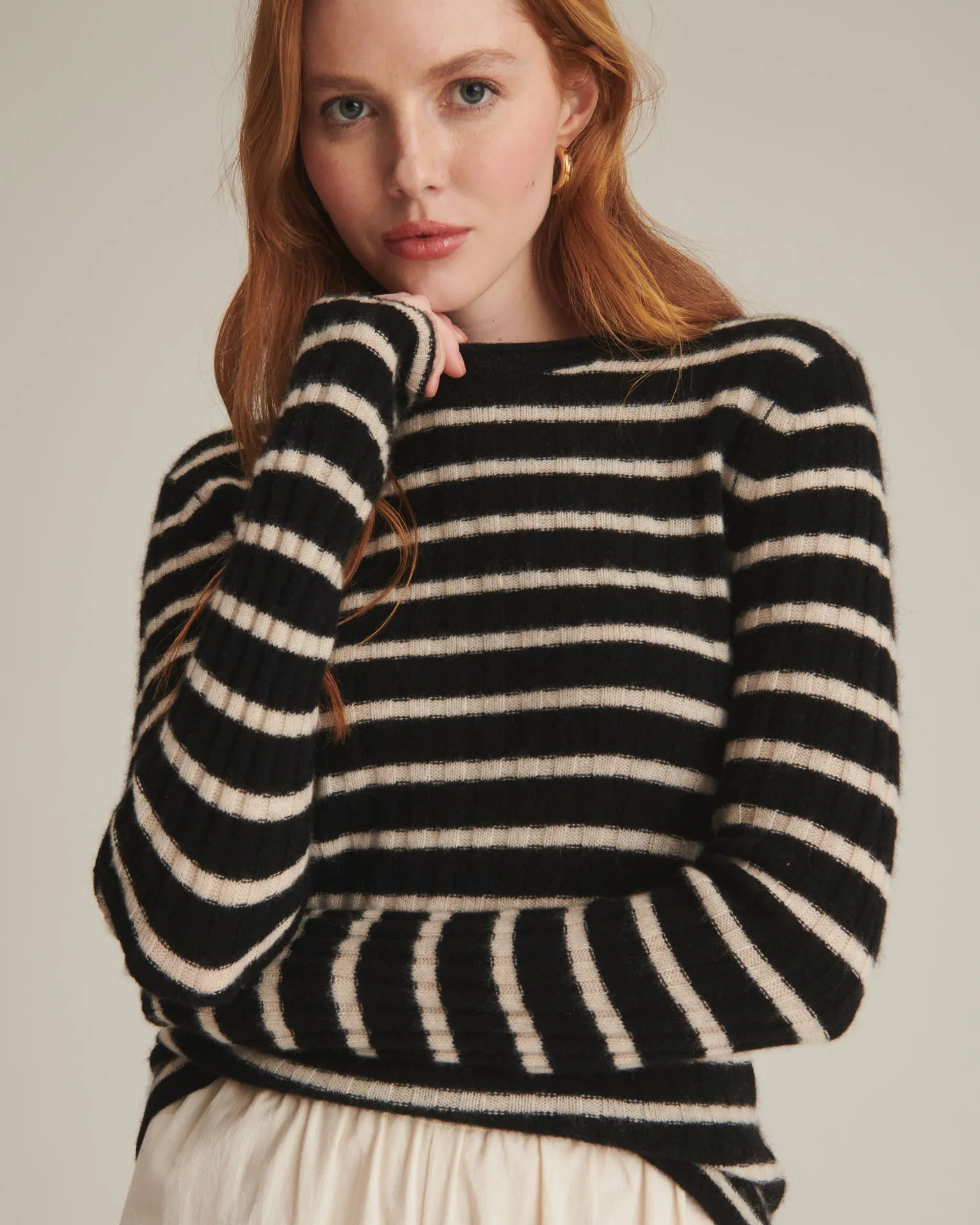 Striped Cashmere Ribbed Sweater