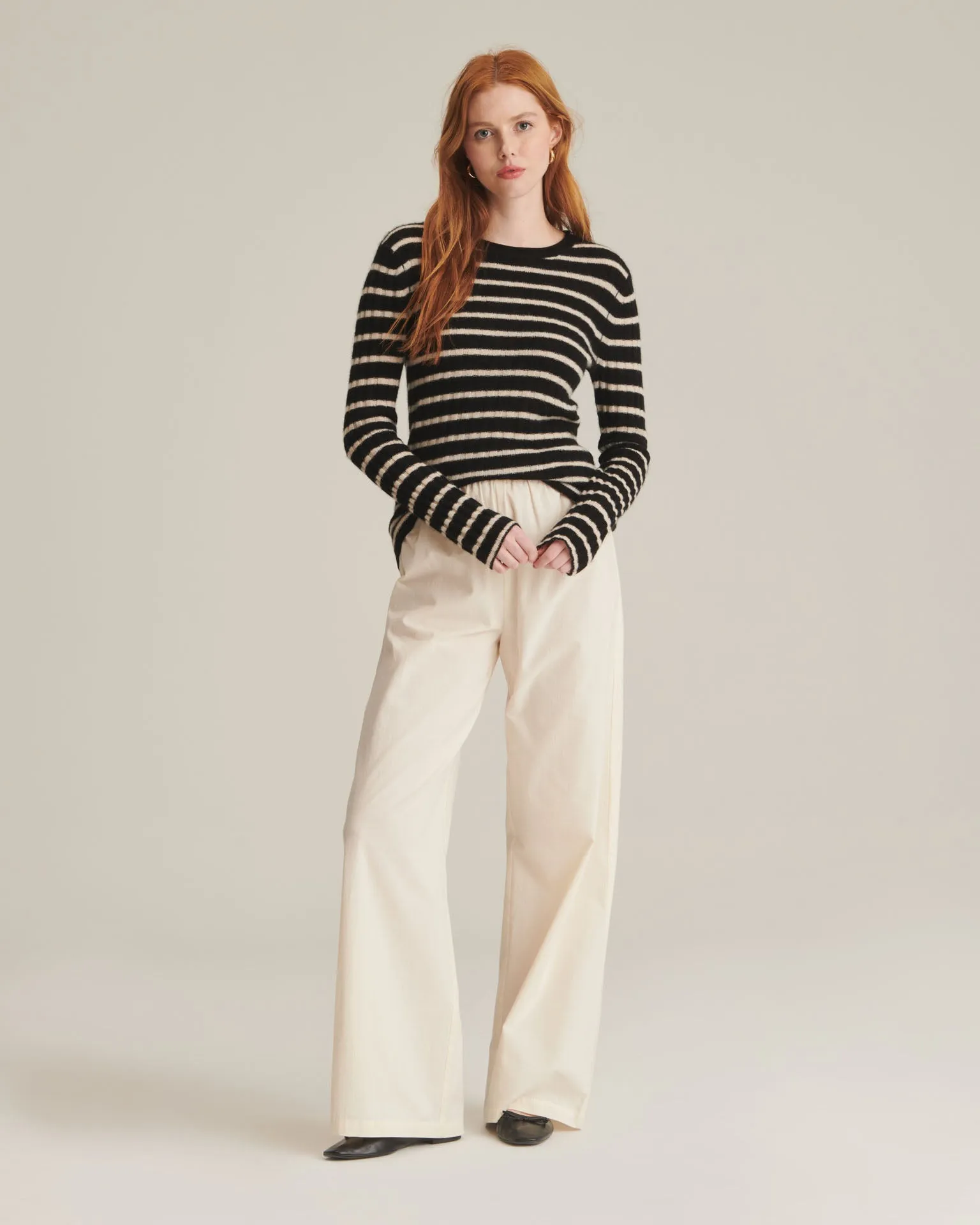 Striped Cashmere Ribbed Sweater