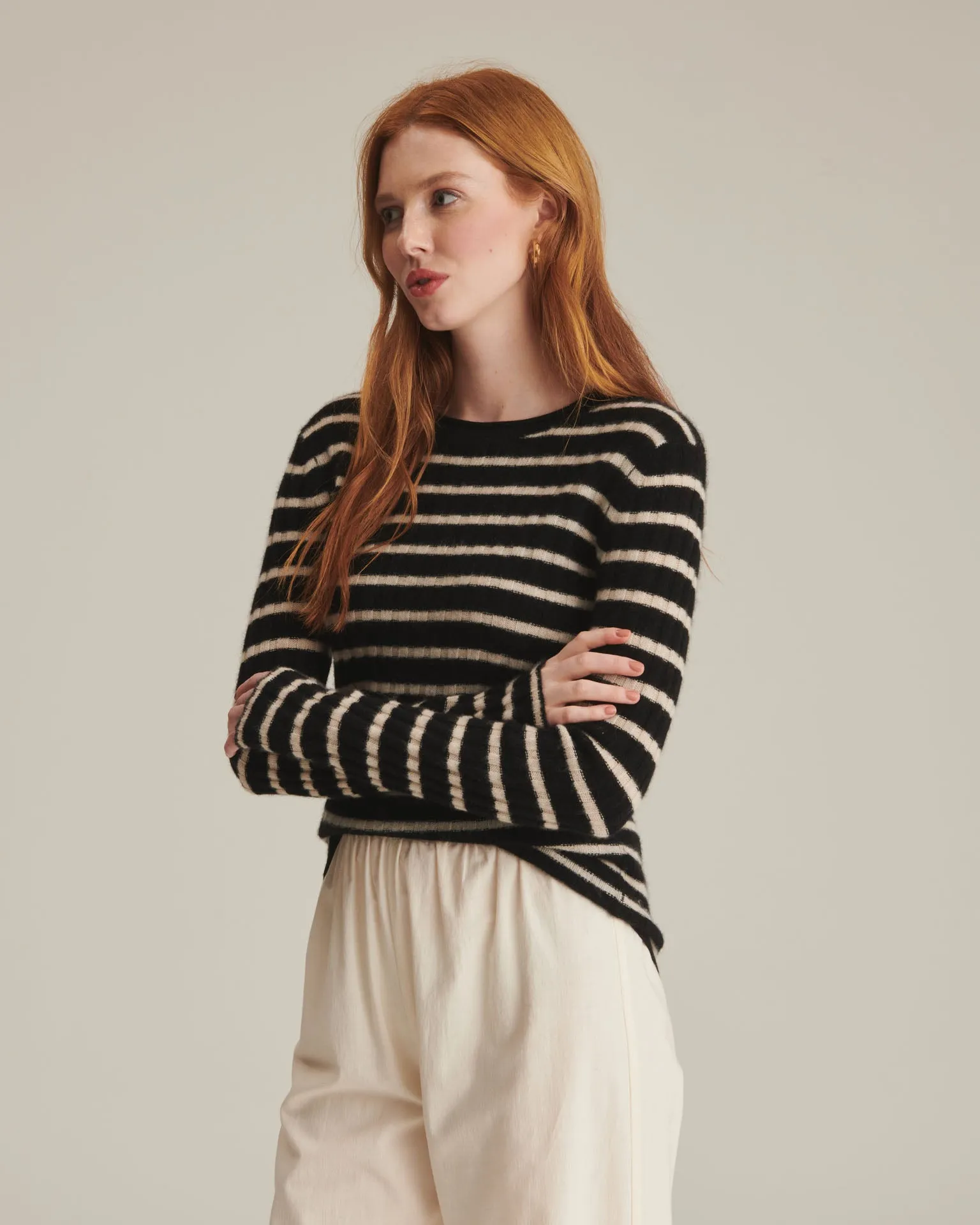 Striped Cashmere Ribbed Sweater