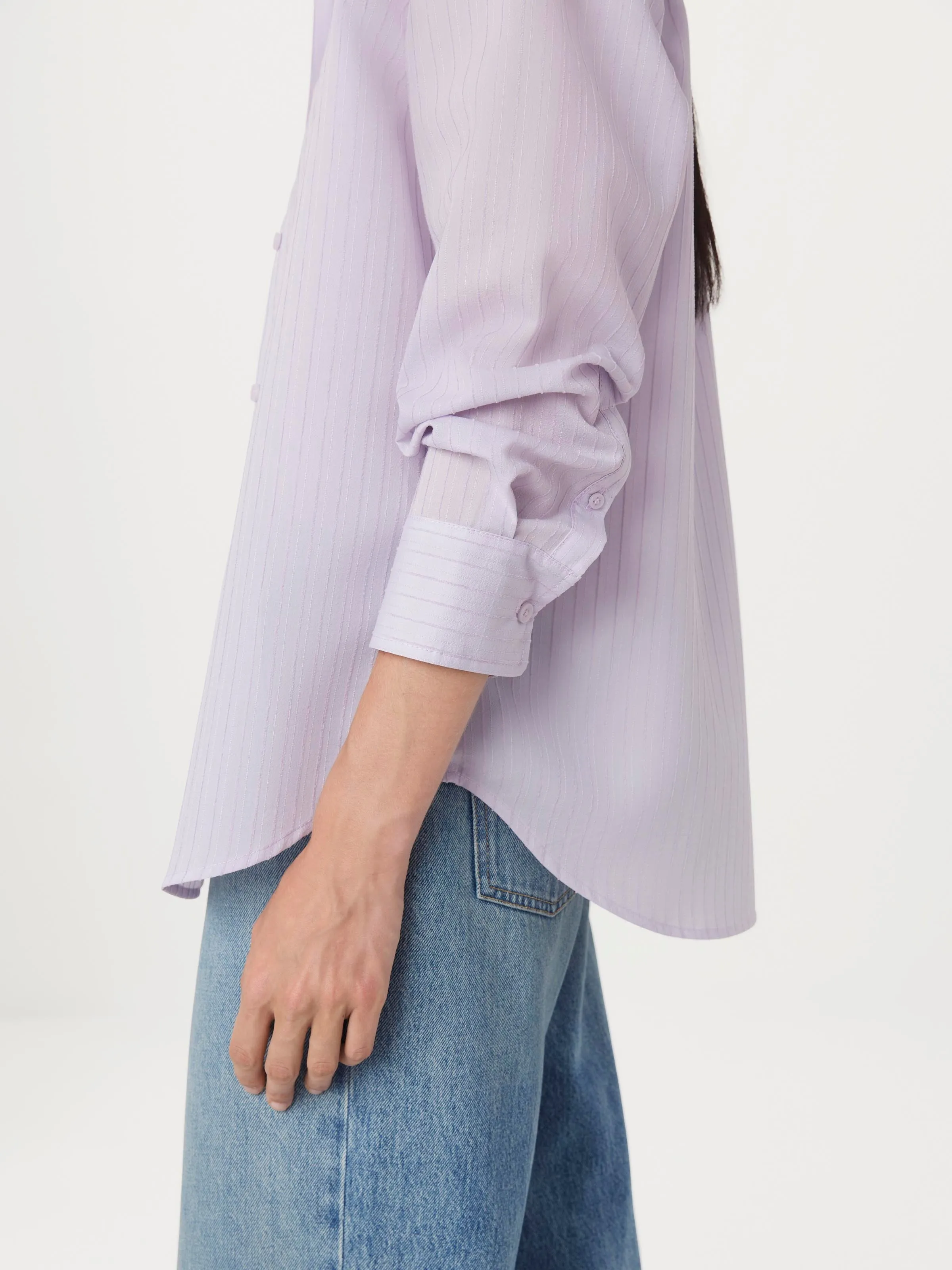 The Textured Sheer Shirt in Lilac