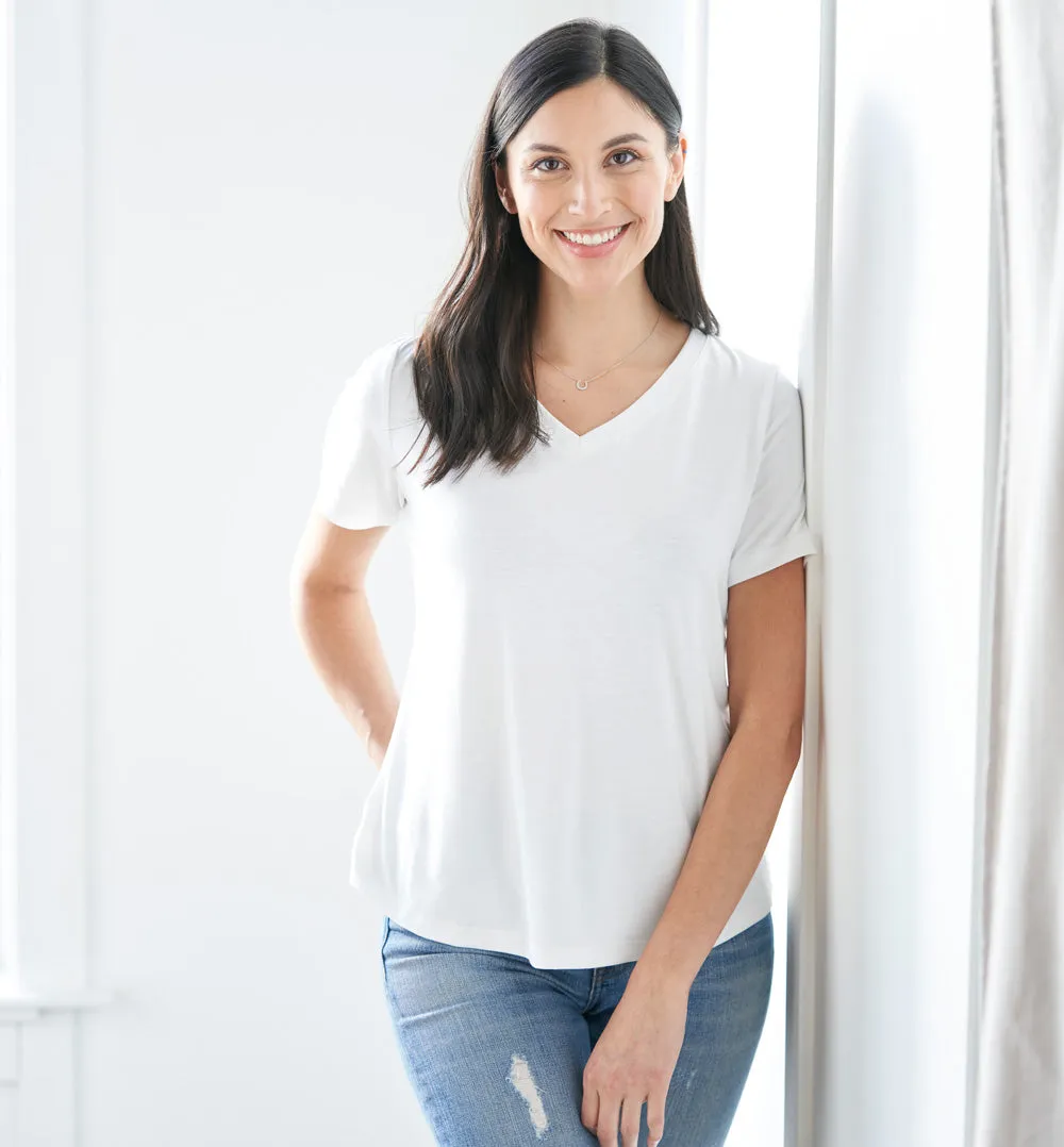 Threshold V-Neck T-Shirt Petite Fit - Peak White