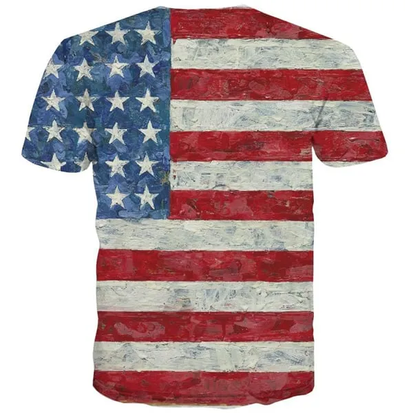 USA T shirts Men Flag Tshirts Casual Statue Tshirt Anime Country Tshirts Cool