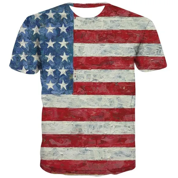 USA T shirts Men Flag Tshirts Casual Statue Tshirt Anime Country Tshirts Cool